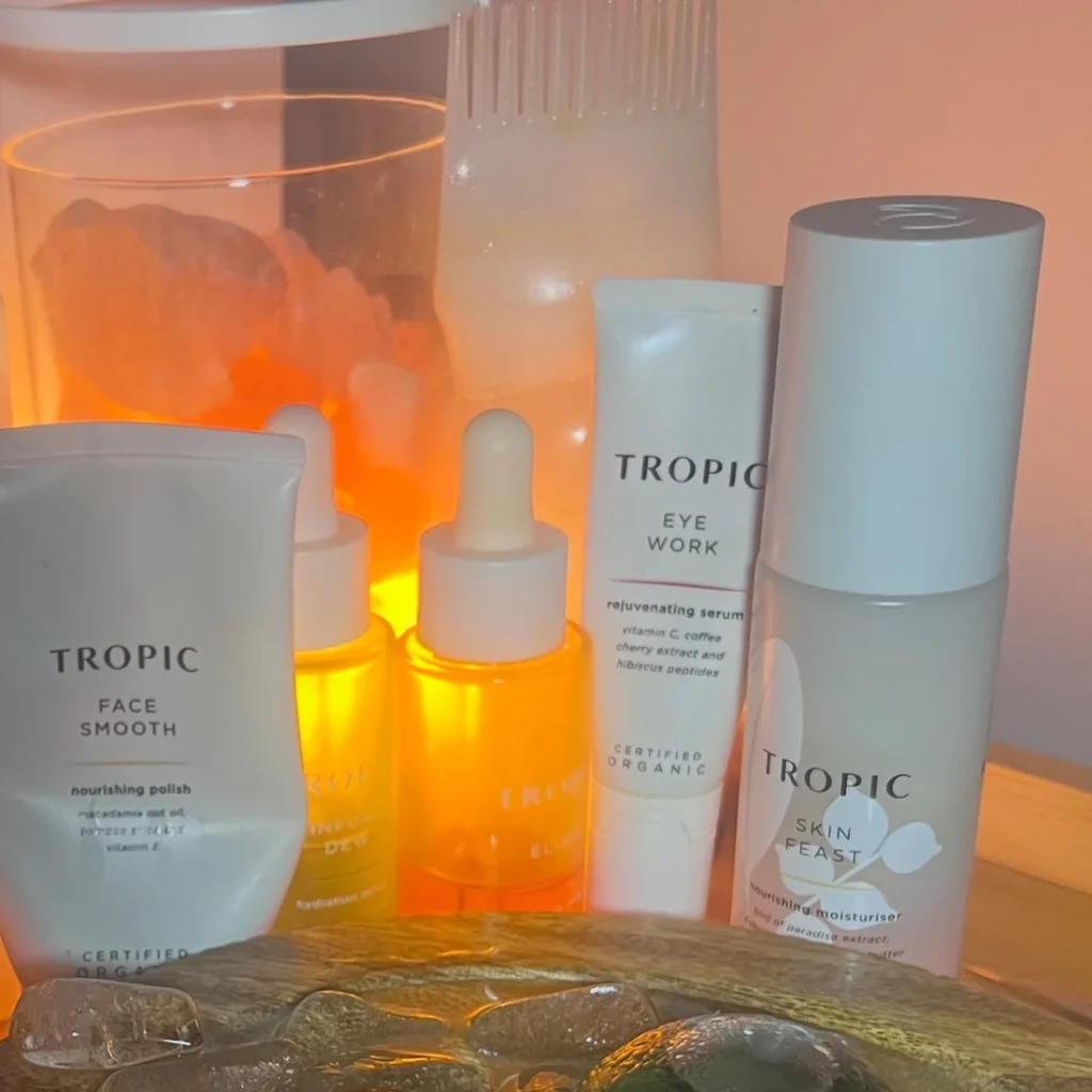 Organic Tropic products and cooling tools prepared for a holistic facial