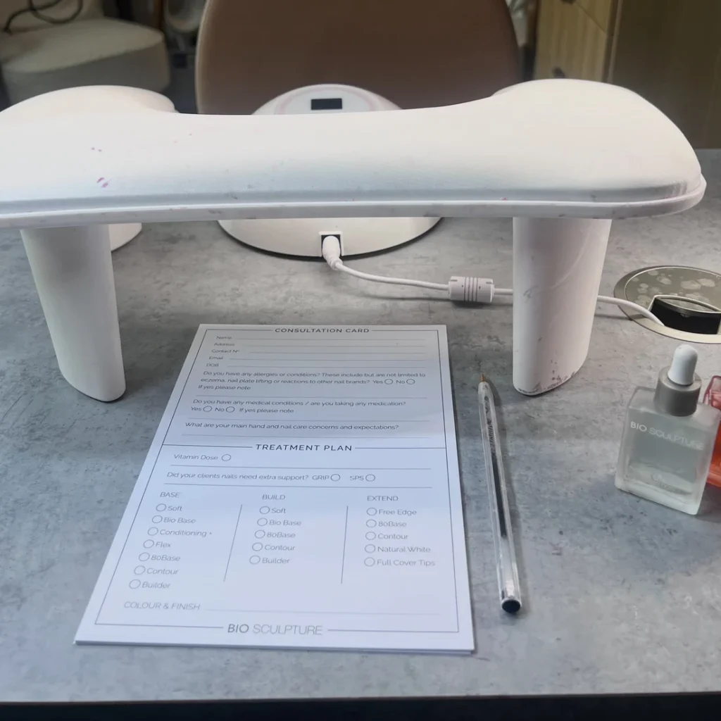 The carefully prepared consultation and manicure space at One Beauty Co.